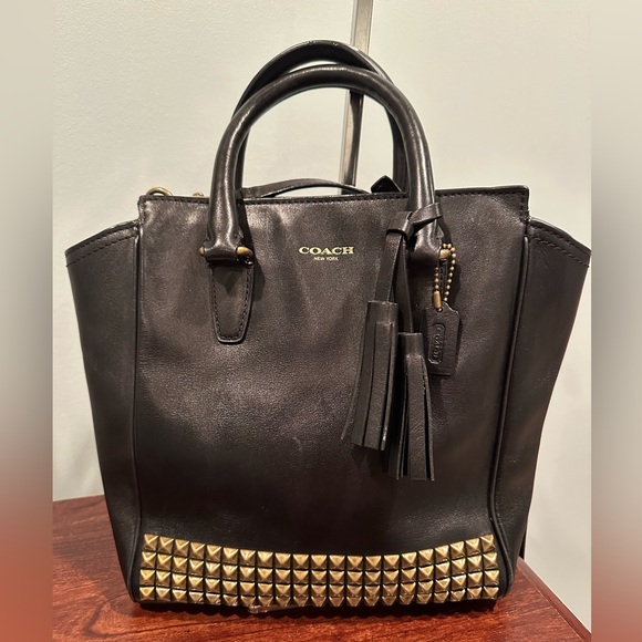 Coach Handbags - Coach Black Satchel with Gold Studs